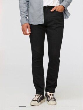 DUER Du/er L2X Performance Denim Relaxed Taper Mens Black Jeans 38x32 NWT NEW